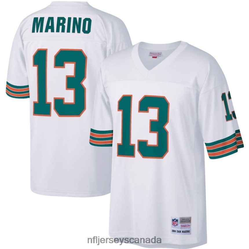 Men Miami Dolphins Dan Marino Mitchell  Ness White 1984 Legacy Replica Jersey Clothing NFL TBXFR62264