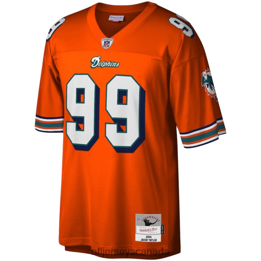 Men Miami Dolphins Jason Taylor Mitchell  Ness Orange 2004 Legacy Replica Jersey Clothing NFL TBXFR6318