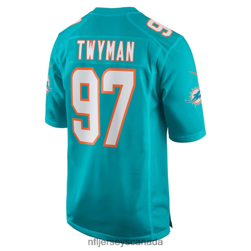 Men Miami Dolphins Jaylen Twyman Nike Aqua Home Game Player Jersey Clothing NFL TBXFR65776