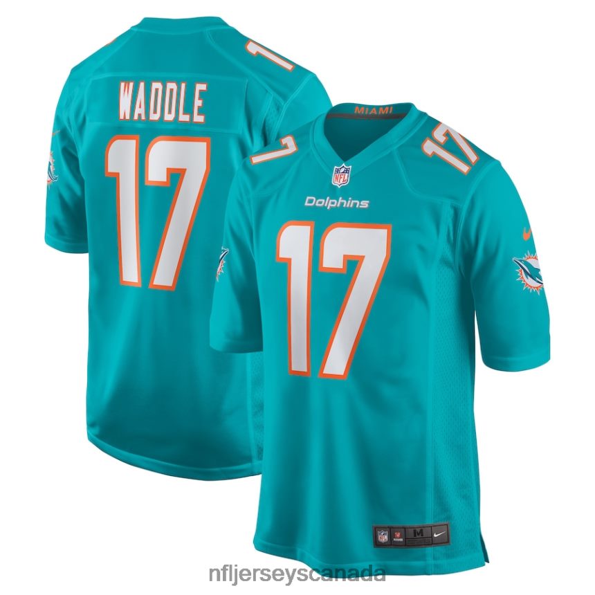 Men Miami Dolphins Jaylen Waddle Nike Aqua Game Jersey Clothing NFL TBXFR6295