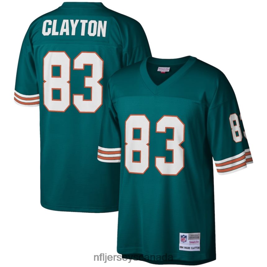 Men Miami Dolphins Mark Clayton Mitchell  Ness Aqua 1984 Legacy Replica Jersey Clothing NFL TBXFR63941