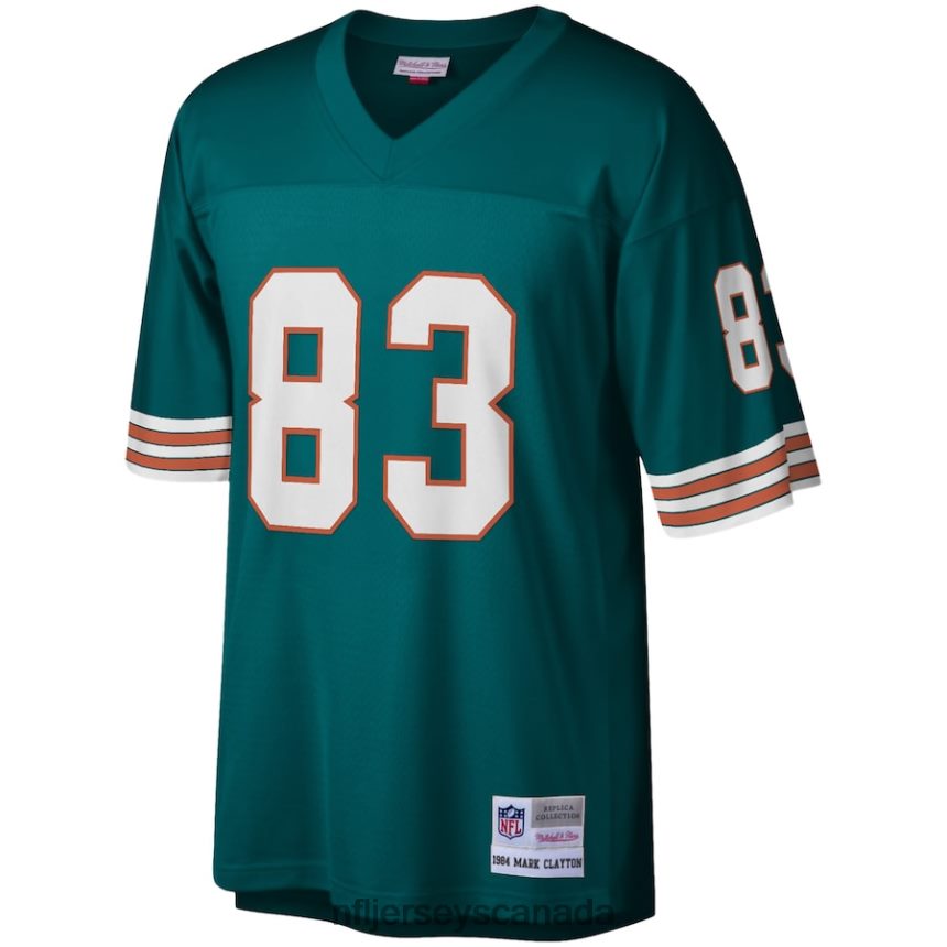 Men Miami Dolphins Mark Clayton Mitchell  Ness Aqua 1984 Legacy Replica Jersey Clothing NFL TBXFR63941