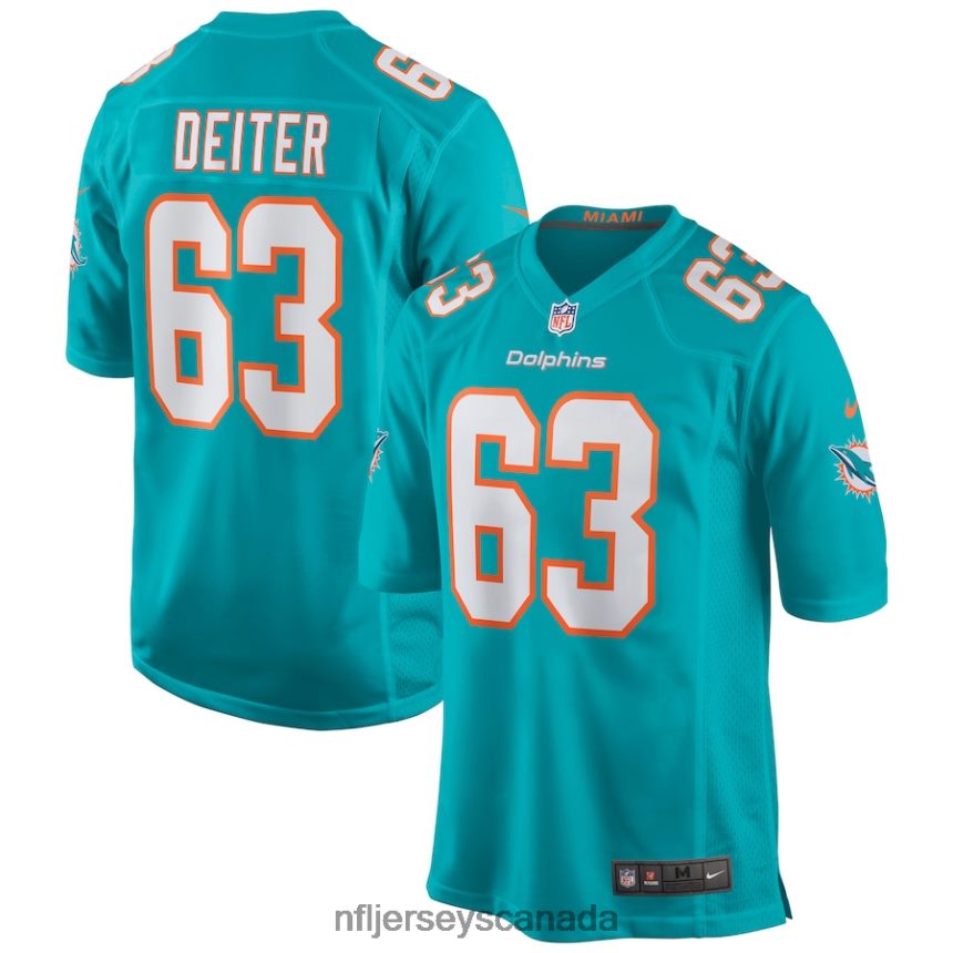 Men Miami Dolphins Michael Deiter Nike Aqua Game Jersey Clothing NFL TBXFR65689