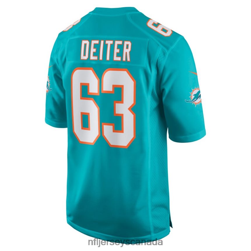Men Miami Dolphins Michael Deiter Nike Aqua Game Jersey Clothing NFL TBXFR65689