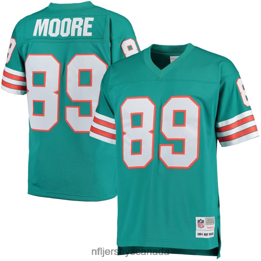 Men Miami Dolphins Nat Moore Mitchell  Ness Aqua 1984 Retired Player Legacy Replica Jersey Clothing NFL TBXFR63937