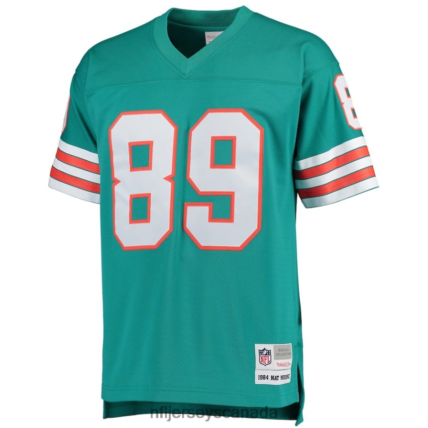 Men Miami Dolphins Nat Moore Mitchell  Ness Aqua 1984 Retired Player Legacy Replica Jersey Clothing NFL TBXFR63937