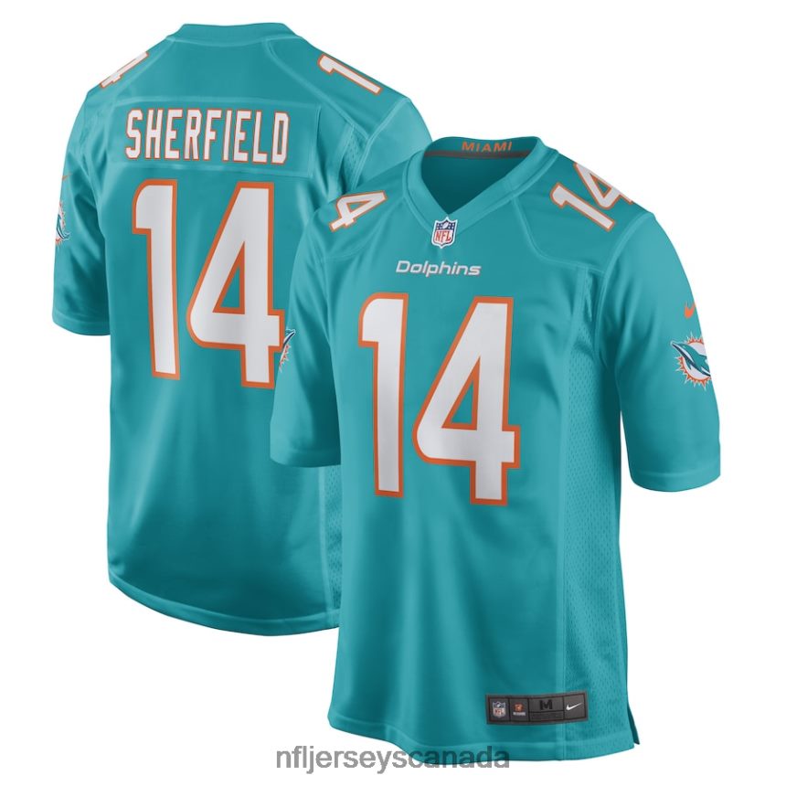 Men Miami Dolphins Trent Sherfield Nike Aqua Game Player Jersey Clothing NFL TBXFR63863