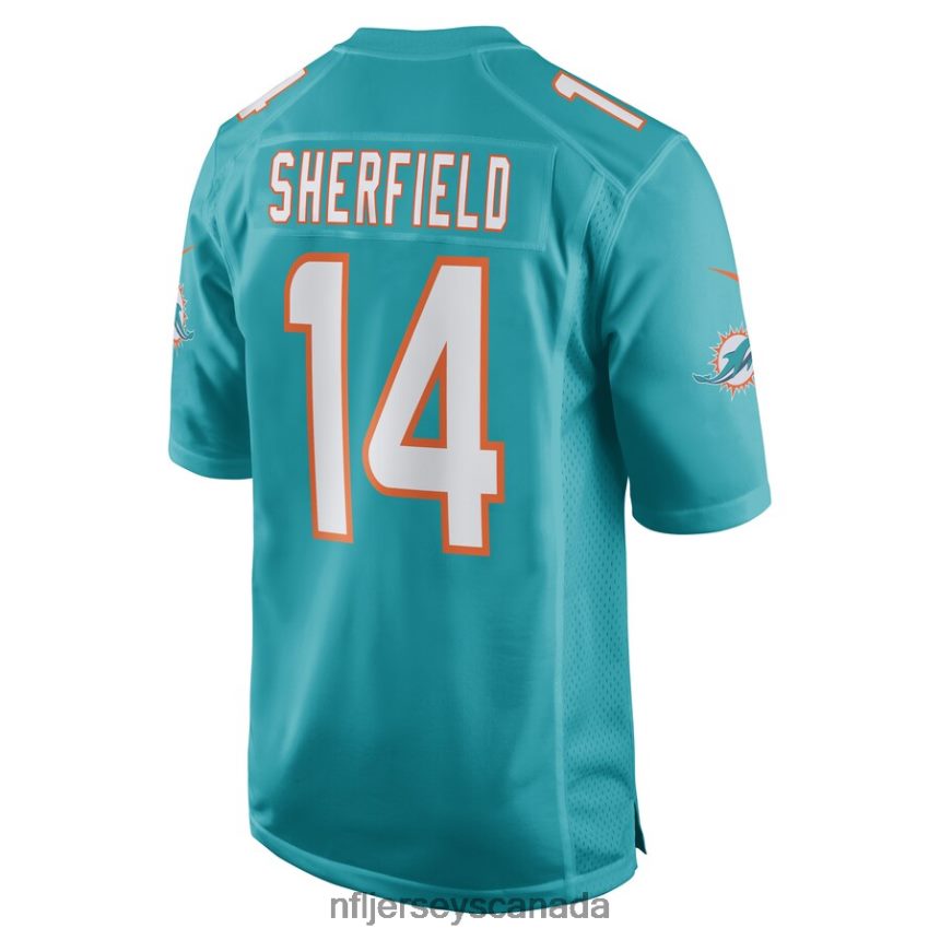 Men Miami Dolphins Trent Sherfield Nike Aqua Game Player Jersey Clothing NFL TBXFR63863
