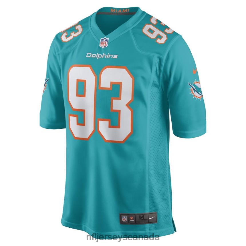 Men Miami Dolphins Trey Flowers Nike Aqua Game Player Jersey Clothing NFL TBXFR64195