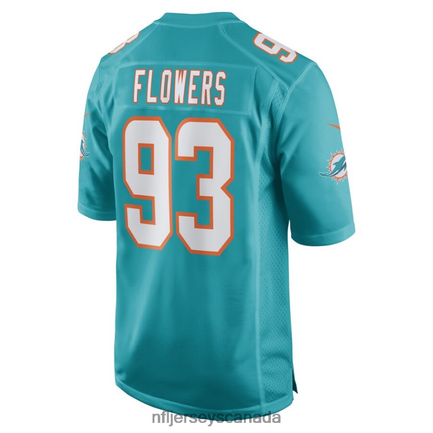 Men Miami Dolphins Trey Flowers Nike Aqua Game Player Jersey Clothing NFL TBXFR64195