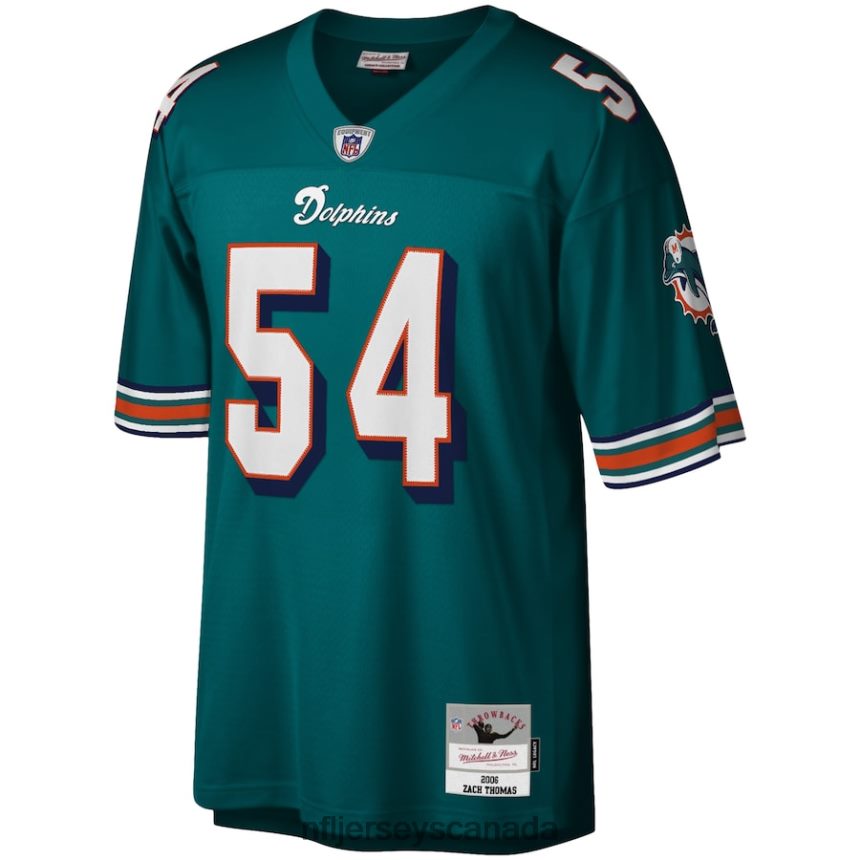 Men Miami Dolphins Zach Thomas Mitchell  Ness Aqua 2006 Legacy Replica Jersey Clothing NFL TBXFR61424