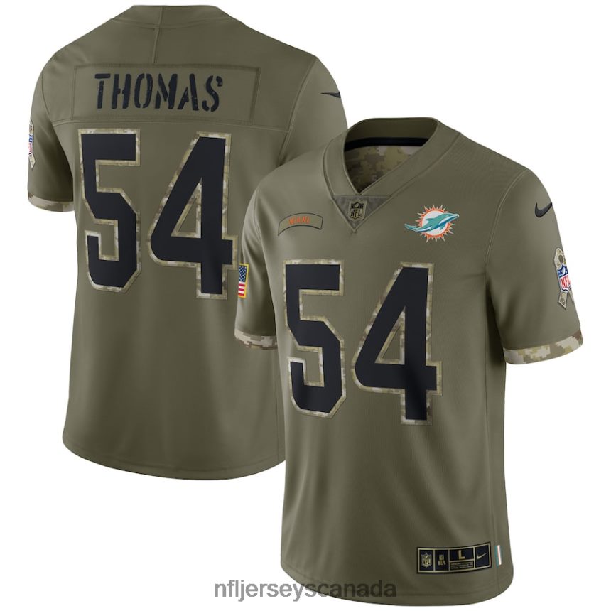 Men Miami Dolphins Zach Thomas Nike Olive 2022 Salute To Service Retired Player Limited Jersey Clothing NFL TBXFR65590