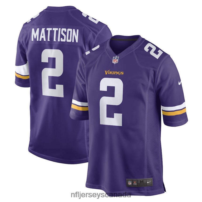 Men Minnesota Vikings Alexander Mattison Nike Purple Game Player Jersey Clothing NFL TBXFR62715