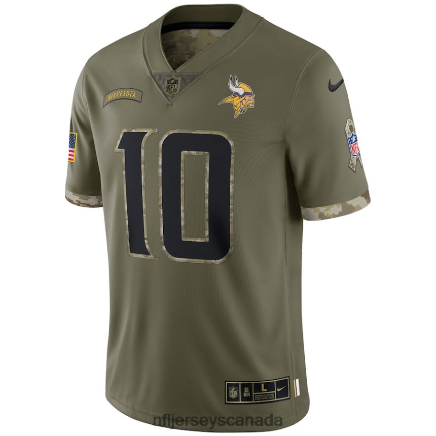 Men Minnesota Vikings Fran Tarkenton Nike Olive 2022 Salute To Service Retired Player Limited Jersey Clothing NFL TBXFR61588