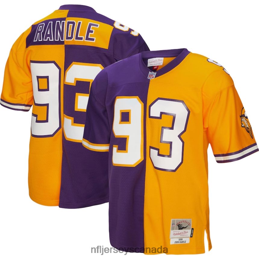 Men Minnesota Vikings John Randle Mitchell  Ness Purple/Gold 1998 Split Legacy Replica Jersey Clothing NFL TBXFR62013