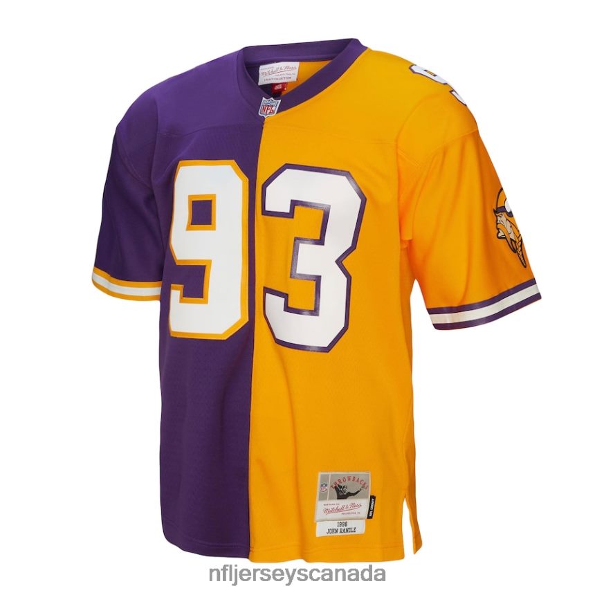 Men Minnesota Vikings John Randle Mitchell  Ness Purple/Gold 1998 Split Legacy Replica Jersey Clothing NFL TBXFR62013