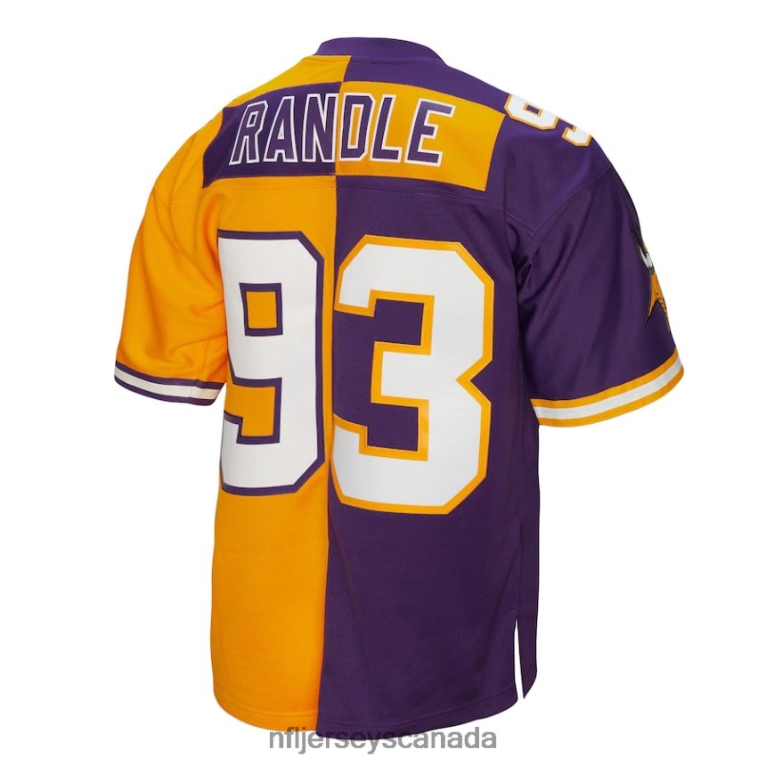 Men Minnesota Vikings John Randle Mitchell  Ness Purple/Gold 1998 Split Legacy Replica Jersey Clothing NFL TBXFR62013