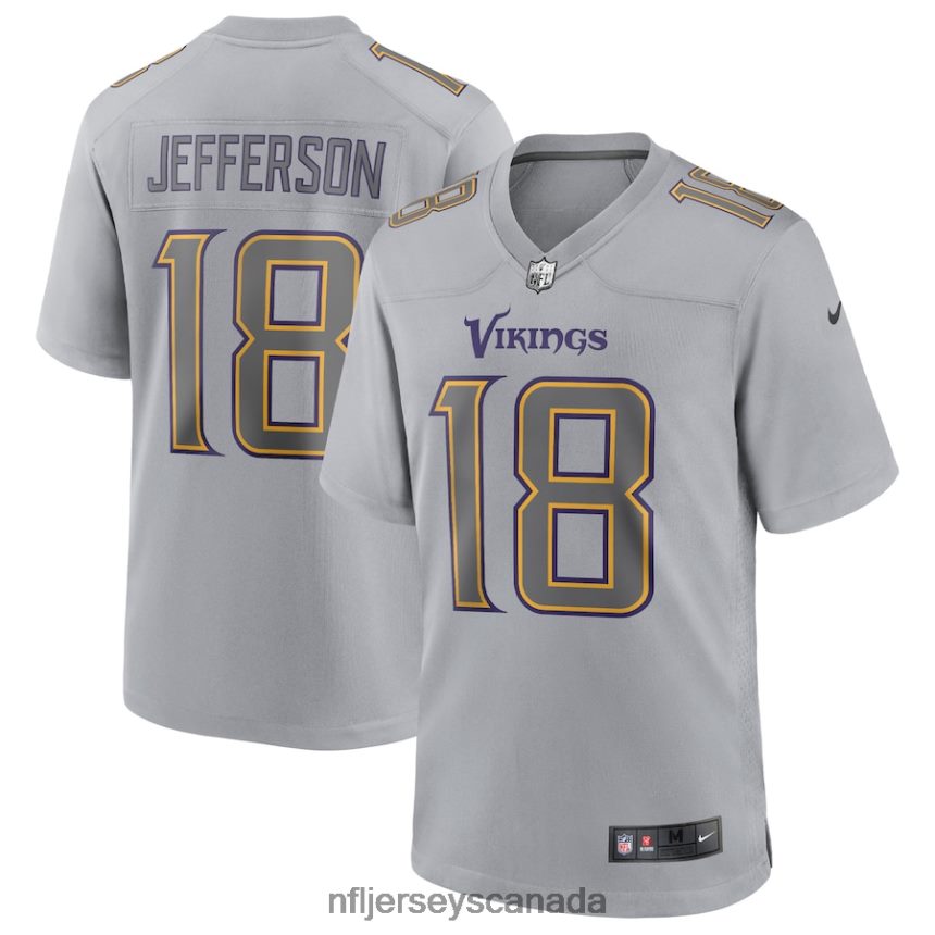 Men Minnesota Vikings Justin Jefferson Nike Gray Atmosphere Fashion Game Jersey Clothing NFL TBXFR6197