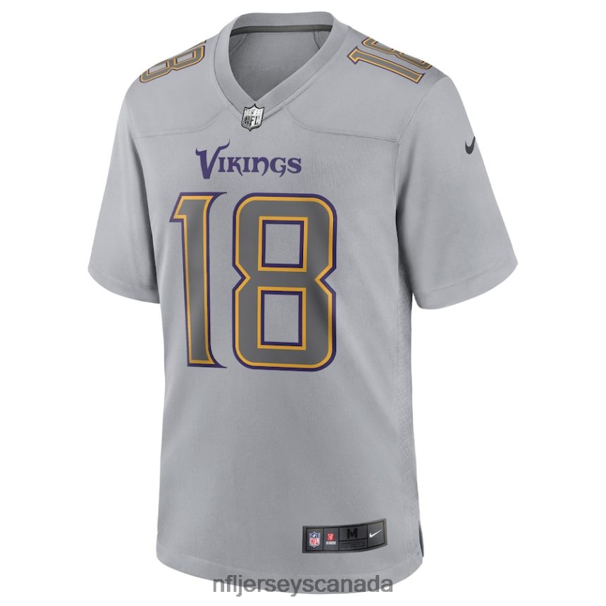 Men Minnesota Vikings Justin Jefferson Nike Gray Atmosphere Fashion Game Jersey Clothing NFL TBXFR6197