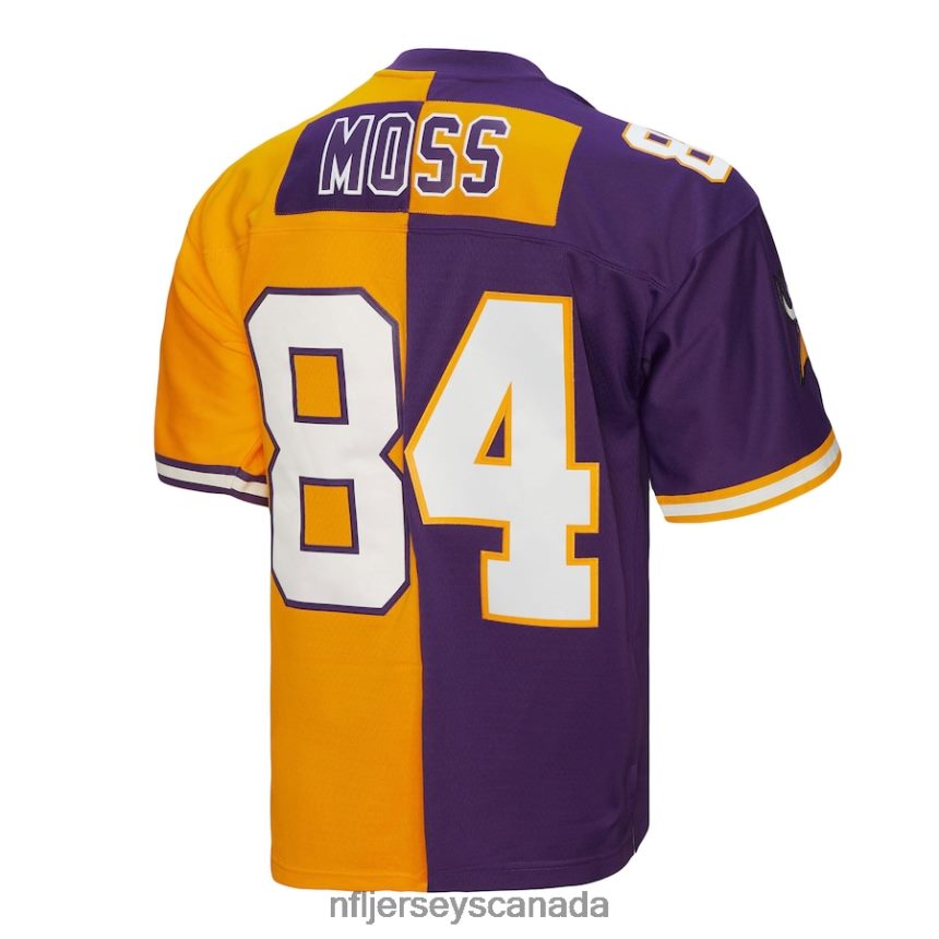Men Minnesota Vikings Randy Moss Mitchell  Ness Purple/Gold 1998 Split Legacy Replica Jersey Clothing NFL TBXFR6773