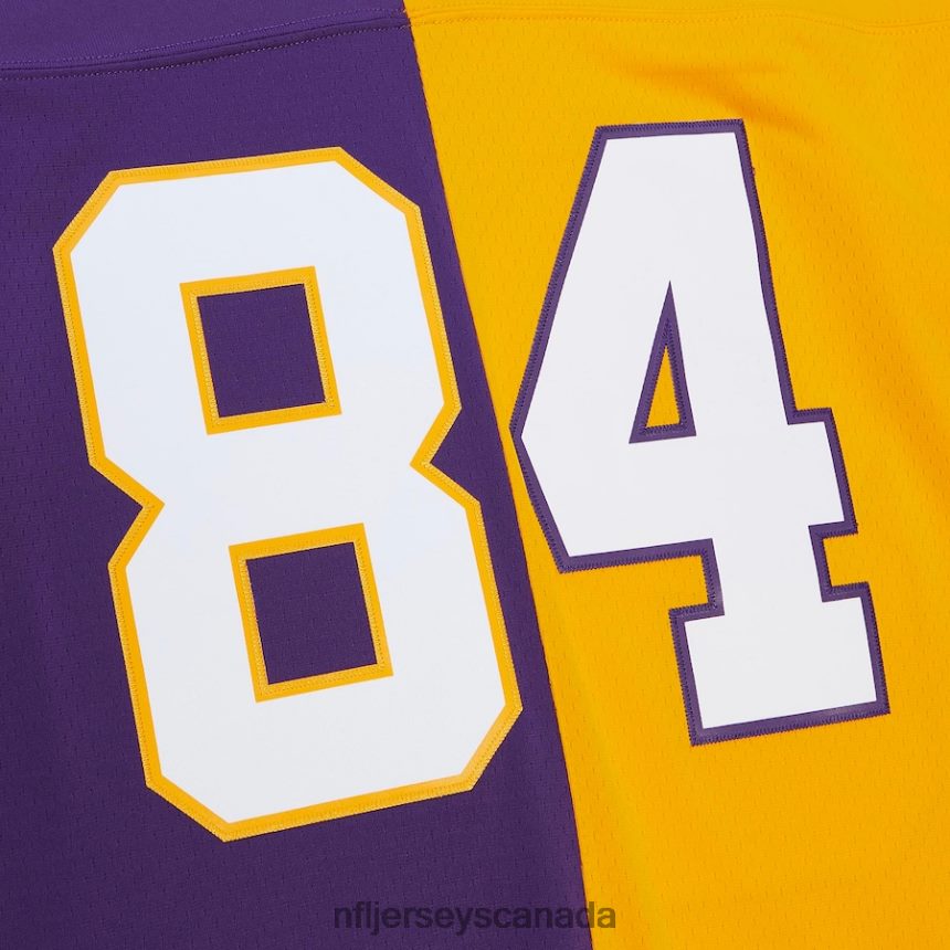 Men Minnesota Vikings Randy Moss Mitchell  Ness Purple/Gold 1998 Split Legacy Replica Jersey Clothing NFL TBXFR6773