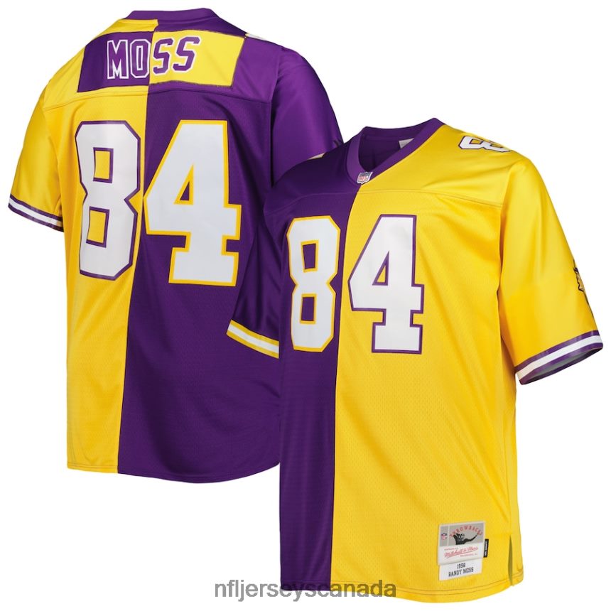 Men Minnesota Vikings Randy Moss Mitchell  Ness Purple/Gold Big  Tall Split Legacy Retired Player Replica Jersey Clothing NFL TBXFR62220