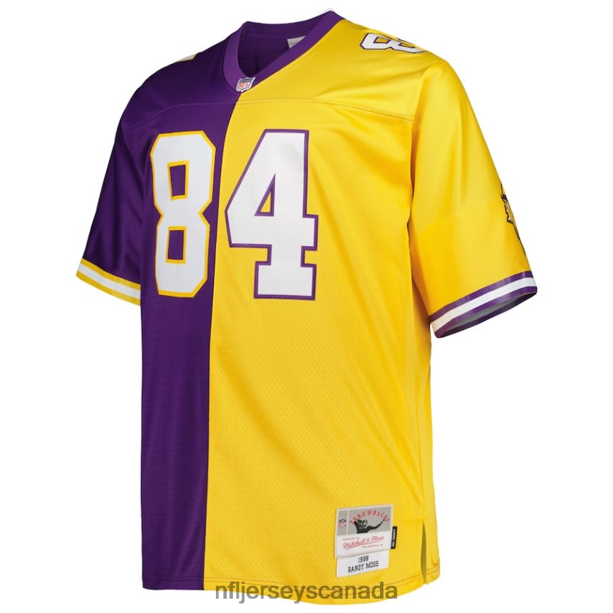 Men Minnesota Vikings Randy Moss Mitchell  Ness Purple/Gold Big  Tall Split Legacy Retired Player Replica Jersey Clothing NFL TBXFR62220