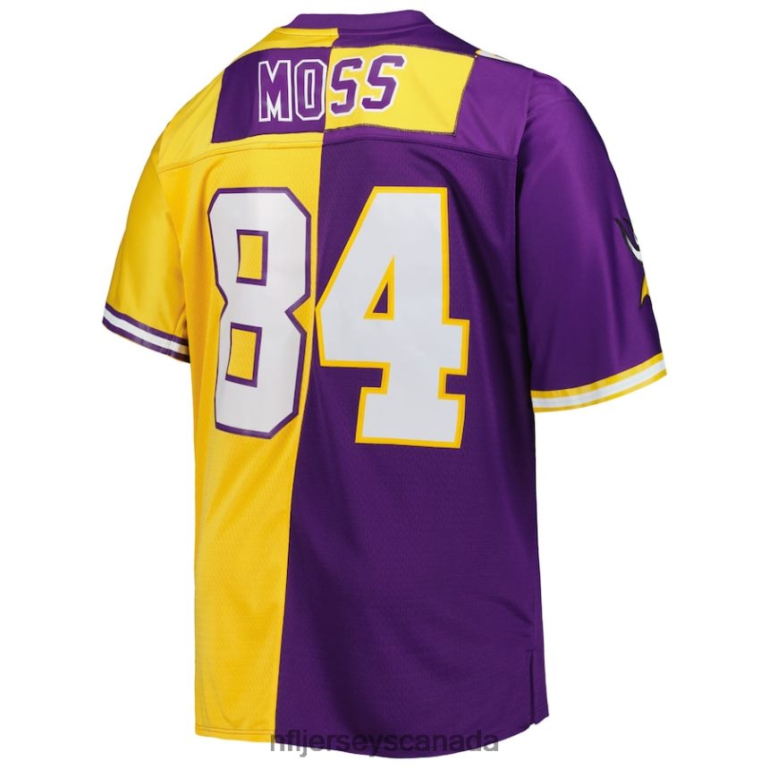Men Minnesota Vikings Randy Moss Mitchell  Ness Purple/Gold Big  Tall Split Legacy Retired Player Replica Jersey Clothing NFL TBXFR62220