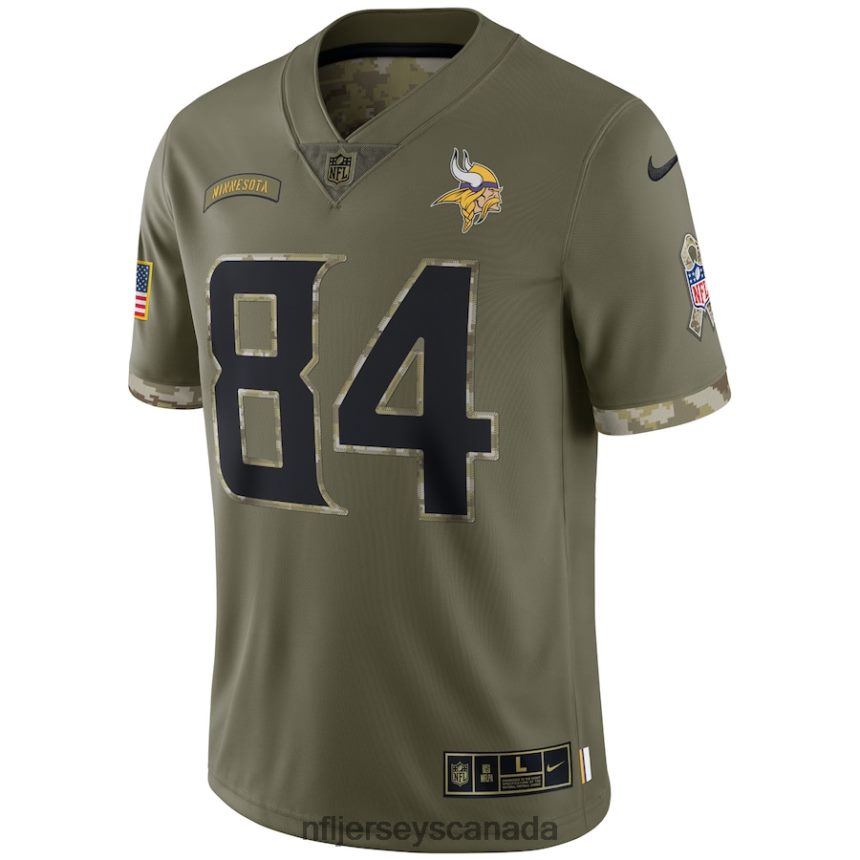 Men Minnesota Vikings Randy Moss Nike Olive 2022 Salute To Service Retired Player Limited Jersey Clothing NFL TBXFR63075