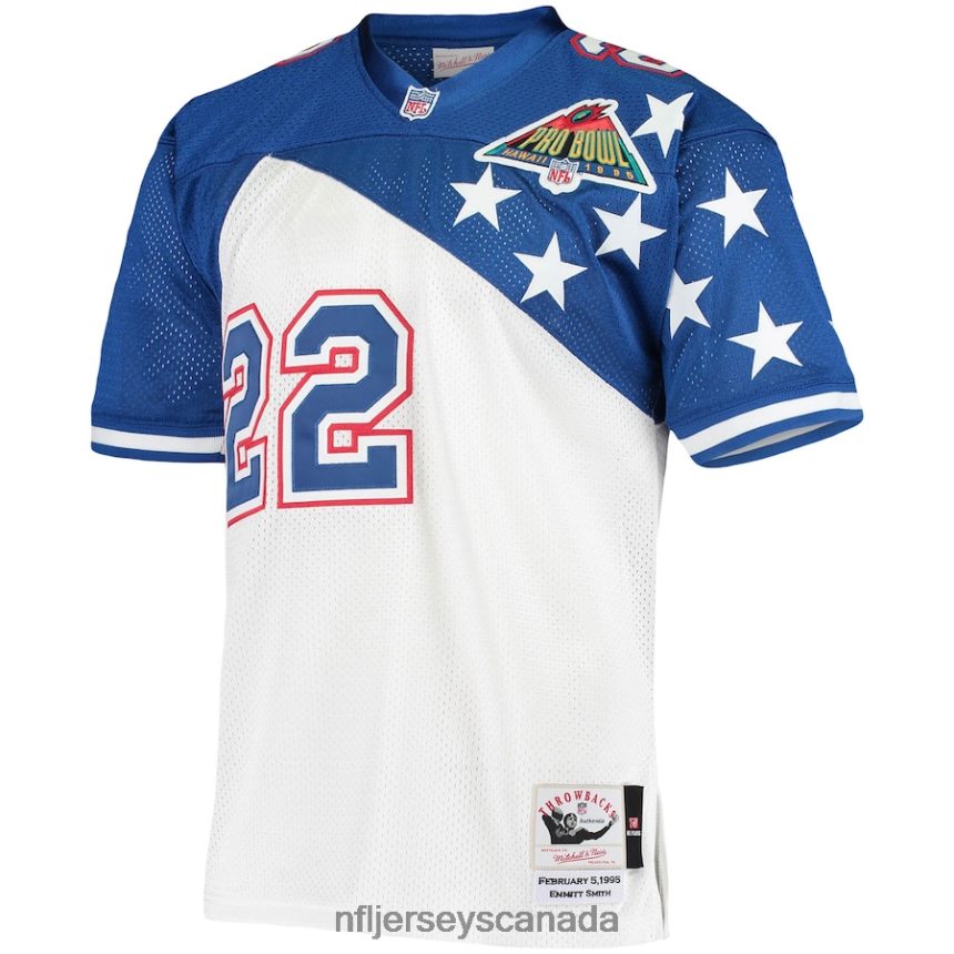 Men NFC Emmitt Smith Mitchell  Ness White/Blue 1994 Pro Bowl Authentic Jersey Clothing NFL TBXFR64109