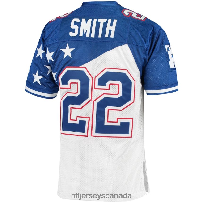 Men NFC Emmitt Smith Mitchell  Ness White/Blue 1994 Pro Bowl Authentic Jersey Clothing NFL TBXFR64109