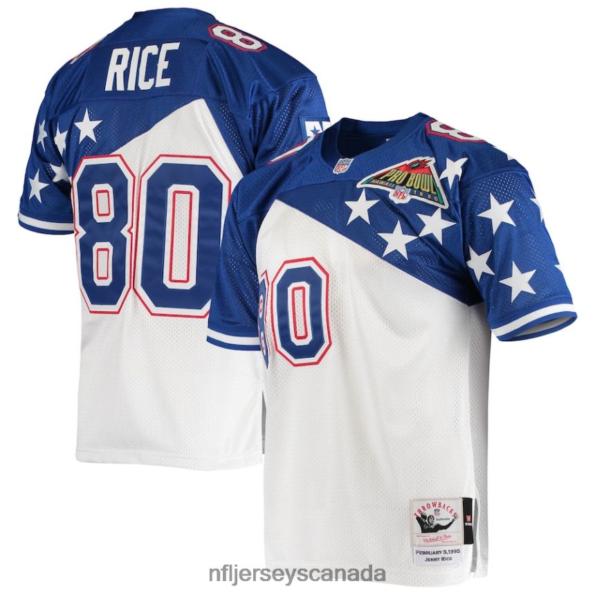 Men NFC Jerry Rice Mitchell  Ness White/Blue 1994 Pro Bowl Authentic Jersey Clothing NFL TBXFR62111