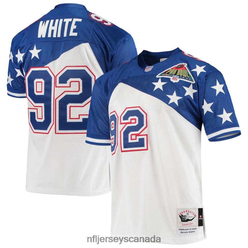 Men NFC Reggie White Mitchell  Ness White/Blue 1995 Pro Bowl Authentic Jersey Clothing NFL TBXFR63435