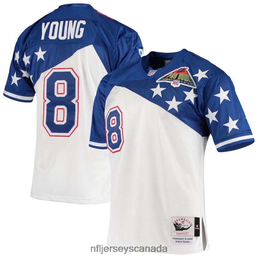 Men NFC Steve Young Mitchell  Ness White/Blue 1994 Pro Bowl Authentic Jersey Clothing NFL TBXFR62407