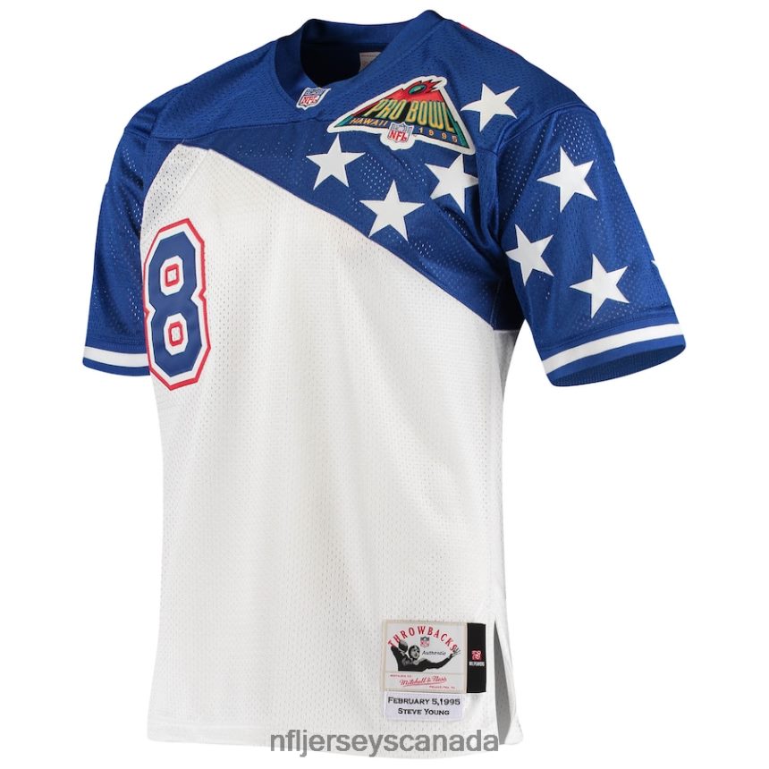 Men NFC Steve Young Mitchell  Ness White/Blue 1994 Pro Bowl Authentic Jersey Clothing NFL TBXFR62407