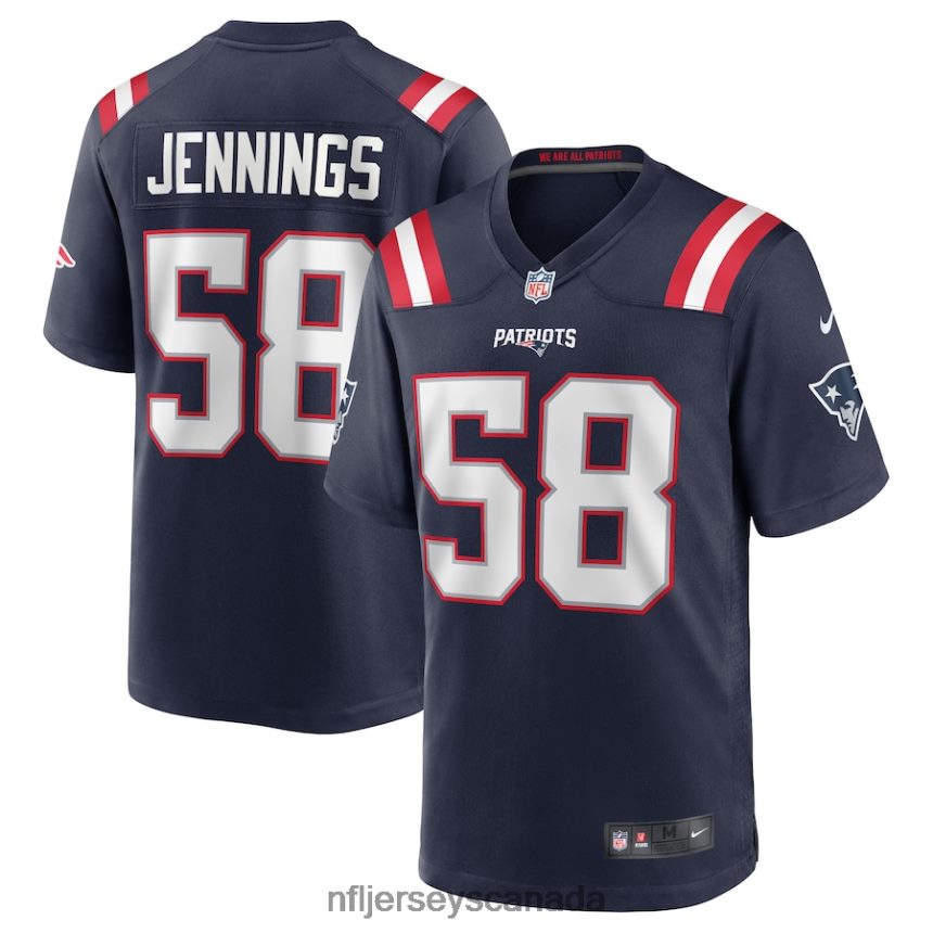 Men New England Patriots Anfernee Jennings Nike Navy Team Game Jersey Clothing NFL TBXFR64316