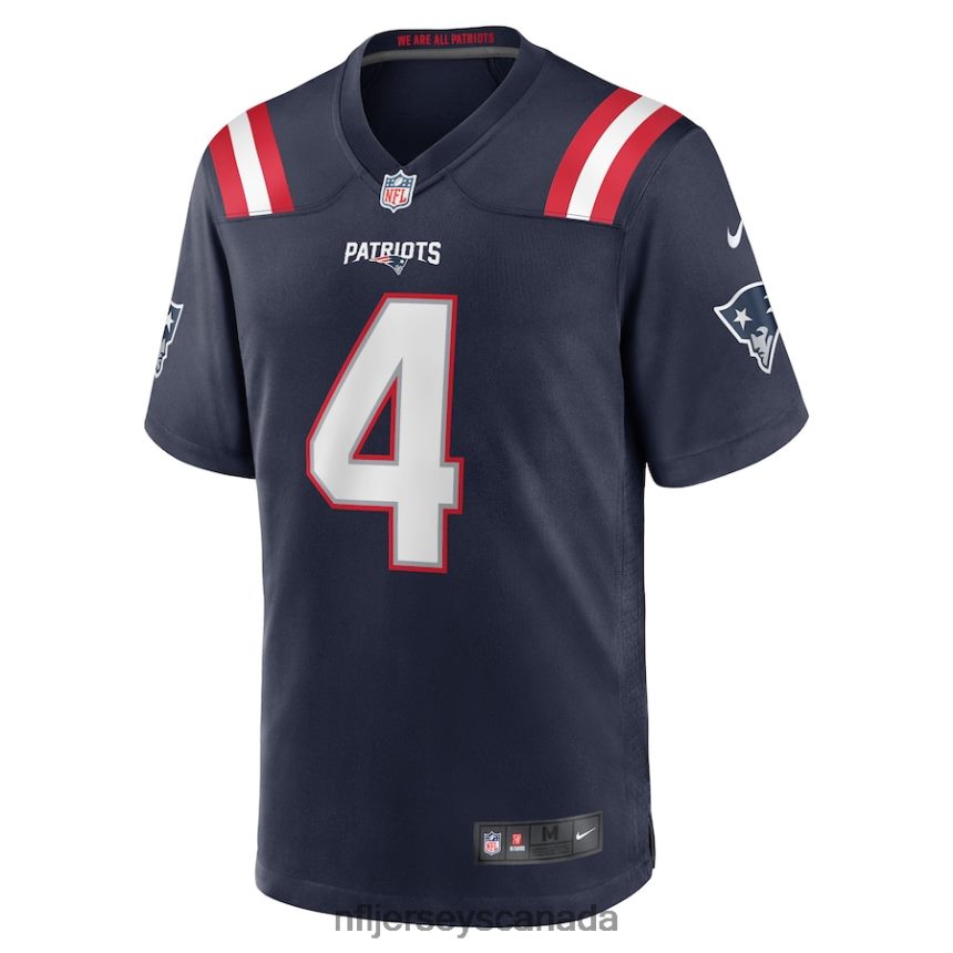Men New England Patriots Bailey Zappe Nike Navy Game Player Jersey Clothing NFL TBXFR61831