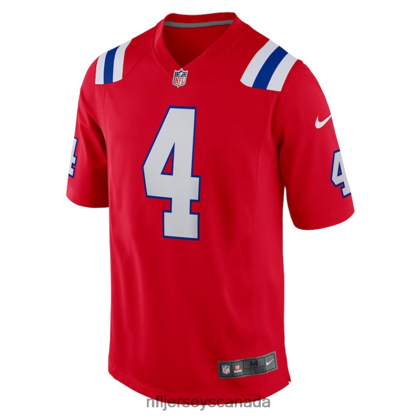 Men New England Patriots Bailey Zappe Nike Red Alternate Game Player Jersey Clothing NFL TBXFR61274
