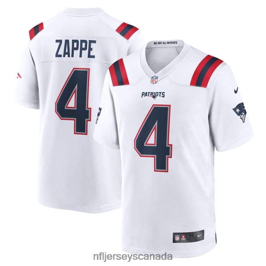 Men New England Patriots Bailey Zappe Nike White Game Player Jersey Clothing NFL TBXFR62808