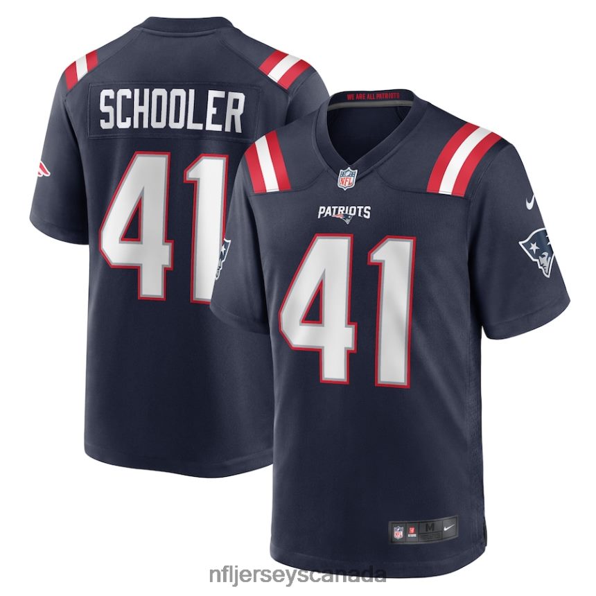 Men New England Patriots Brenden Schooler Nike Navy Game Player Jersey Clothing NFL TBXFR64174