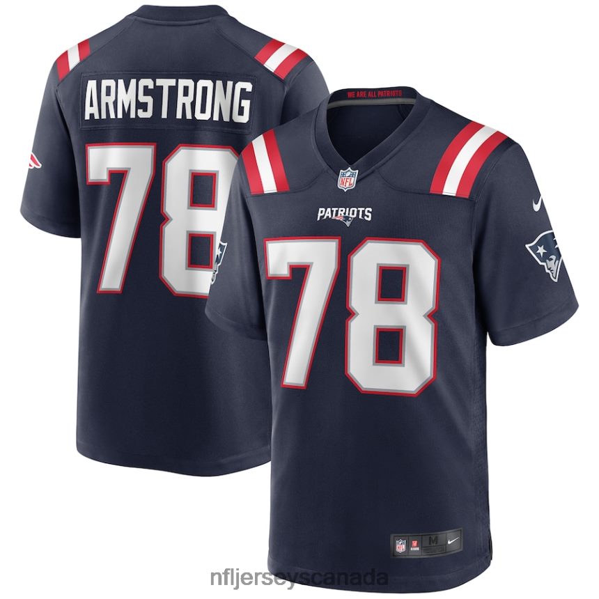 Men New England Patriots Bruce Armstrong Nike Navy Game Retired Player Jersey Clothing NFL TBXFR64896