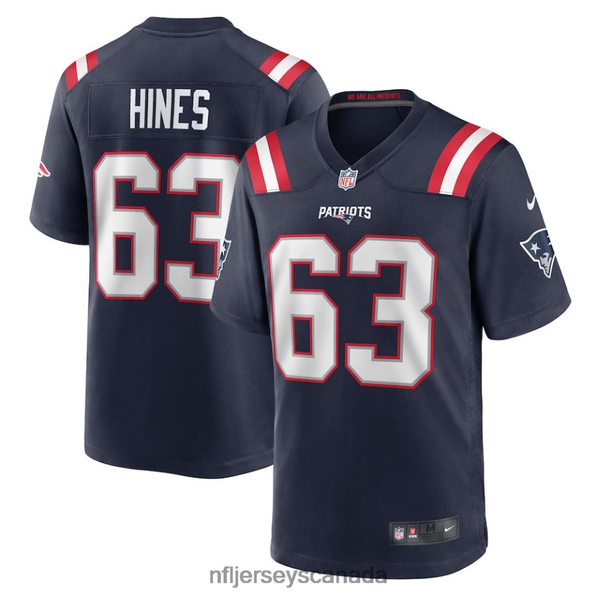 Men New England Patriots Chasen Hines Nike Navy Game Player Jersey Clothing NFL TBXFR66114