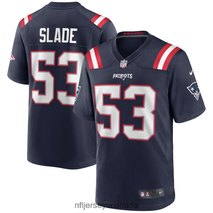 Men New England Patriots Chris Slade Nike Navy Game Retired Player Jersey Clothing NFL TBXFR64423