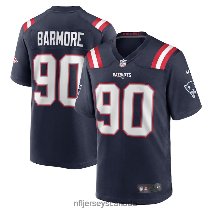 Men New England Patriots Christian Barmore Nike Navy Player Game Jersey Clothing NFL TBXFR64131