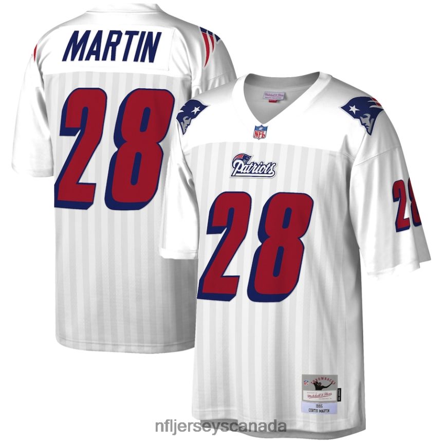 Men New England Patriots Curtis Martin Mitchell  Ness White 1995 Legacy Replica Jersey Clothing NFL TBXFR61814