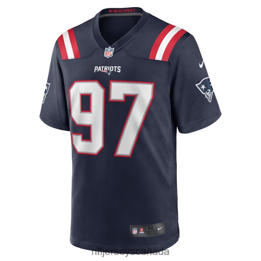 Men New England Patriots DaMarcus Mitchell Nike Navy Game Player Jersey Clothing NFL TBXFR64371