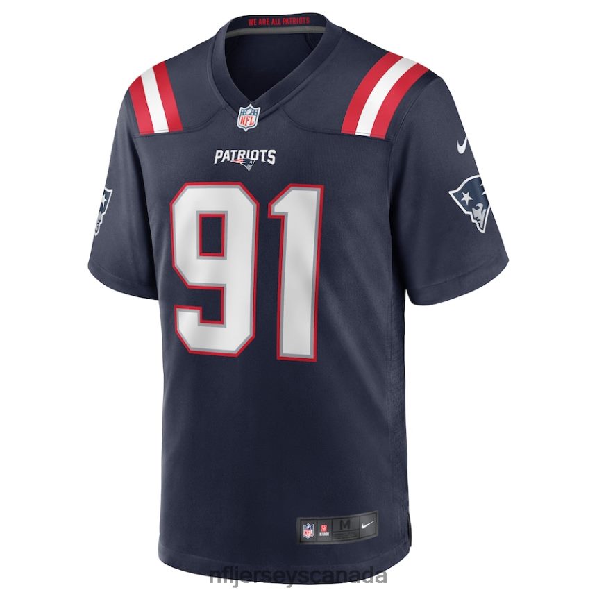 Men New England Patriots Deatrich Wise Jr Nike Navy Game Jersey Clothing NFL TBXFR64893