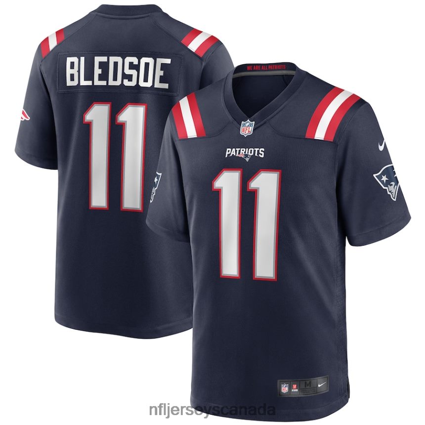 Men New England Patriots Drew Bledsoe Nike Navy Game Retired Player Jersey Clothing NFL TBXFR62848