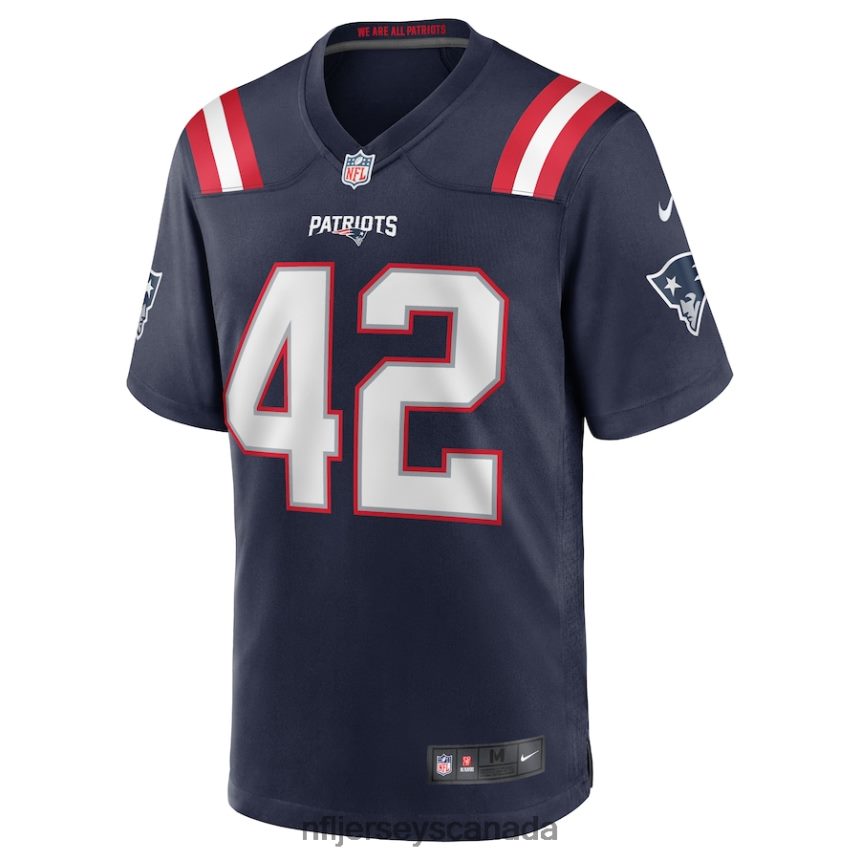 Men New England Patriots JJ Taylor Nike Navy Team Game Jersey Clothing NFL TBXFR64897