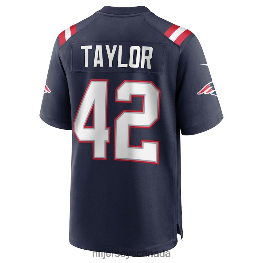 Men New England Patriots JJ Taylor Nike Navy Team Game Jersey Clothing NFL TBXFR64897